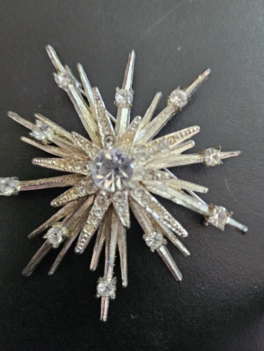 Avon Silver-tone Starburst Crystal Brooch